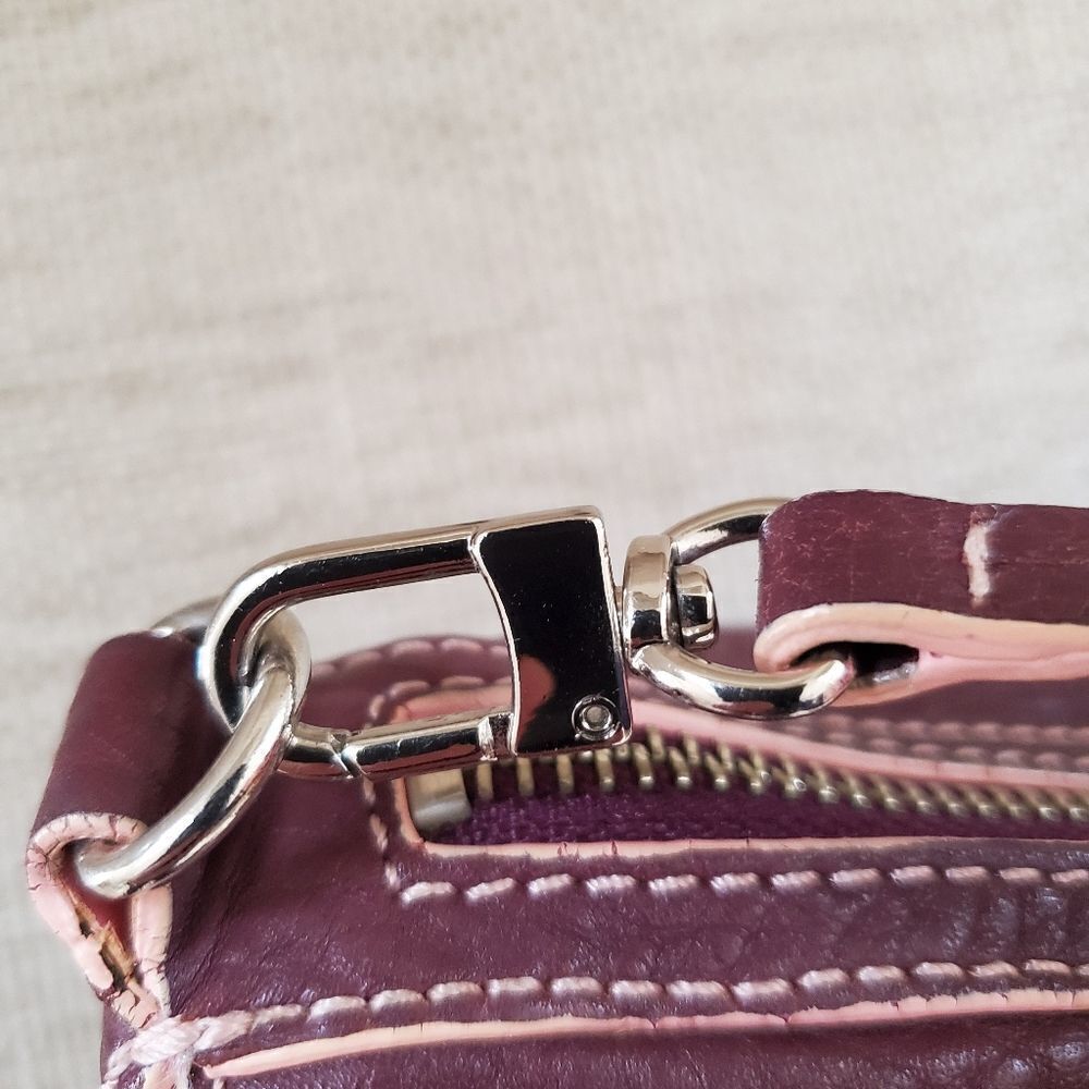 Cole Haan Purple Leather Satchel Shoulder Bag - Picture 7 of 11